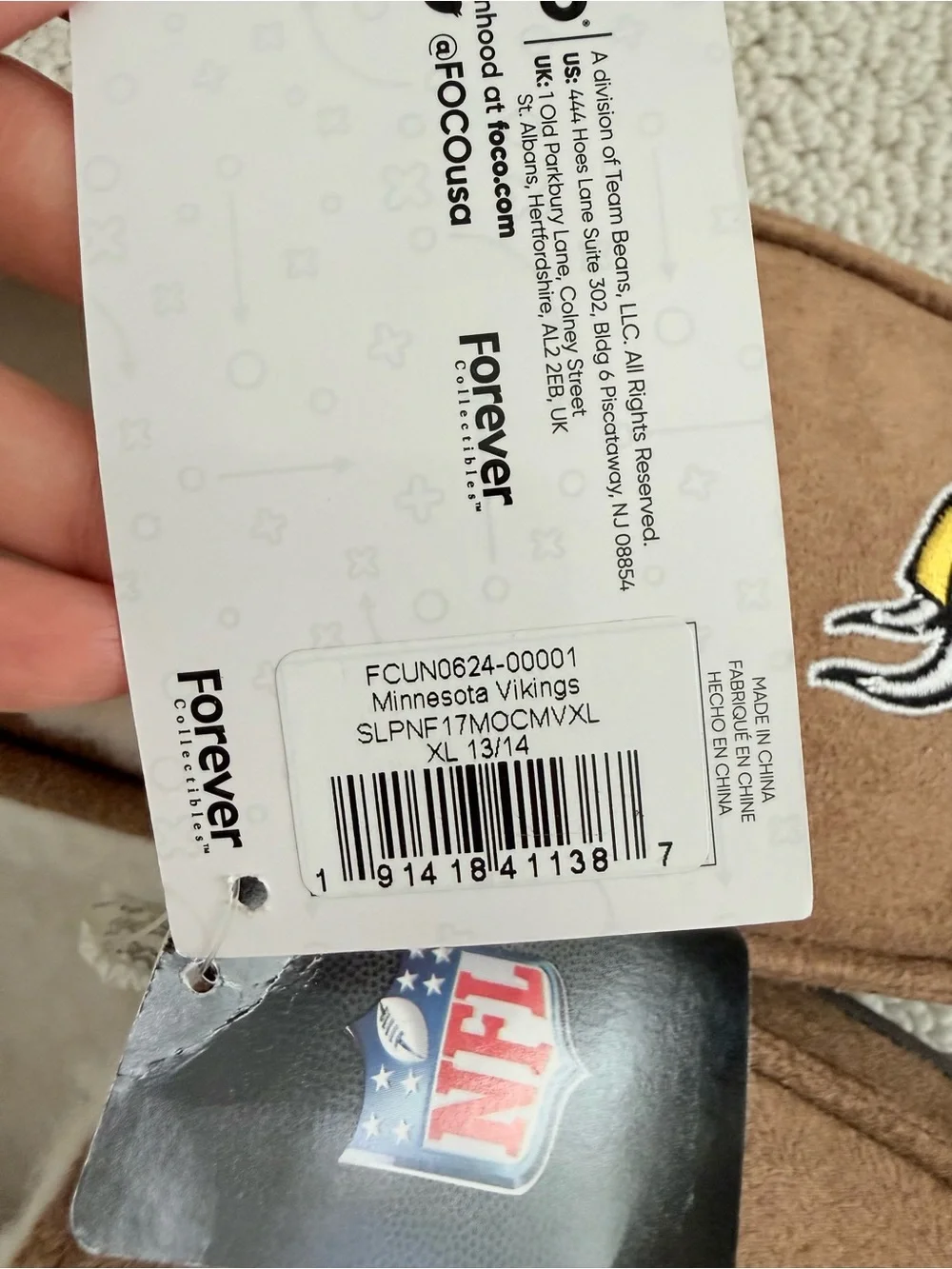 NWT Minnesota Vikings FOCO Slippers